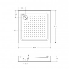 Акриловый поддон 80х80 Cezares TRAY-A-A-80-15-W с сифоном