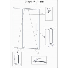 Душевая дверь Veconi Vianno VN-34 1100x1950 хром стекло прозрачное VN34-110-01-C8