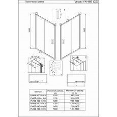 Душевая дверь Veconi Vianno VN-46B 1200x1950 черный стекло прозрачное VN46B-120-01-C5