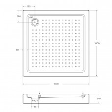 Акриловый поддон 100х100 Cezares TRAY-A-A-100-15-W0 без сифона