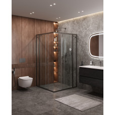 Душевой уголок Cezares MOLVENO-A-22-90+20-C-GM-IV, 110х110х195, профиль оружейная сталь, прозрачное стекло