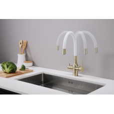 Смеситель для кухни Salix бронза, белый шланг, Sa213419-BRw, Paulmark