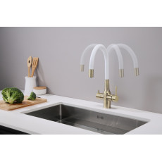 Смеситель для кухни Salix бронза, белый шланг, Sa213419-BRw, Paulmark