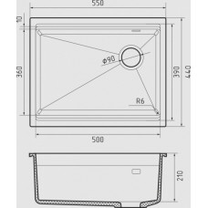 RIVELATO Мойка LINO 554-R 1-чаш 550*440 nero арт.LN-554-R nero