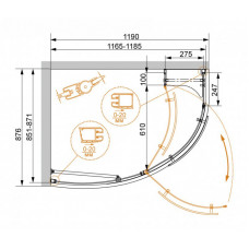 Душевой уголок Cezares ELENA-W-RH-1-120/90-C-Cr-L