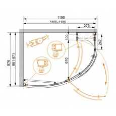 Душевой уголок Cezares ELENA-W-RH-1-120/90-C-Cr-L
