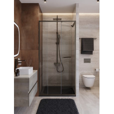 Душевая дверь Cezares LUX-B-FS-11-100-C-GM, 100х195, профиль оружейная сталь, стекло прозрачное
