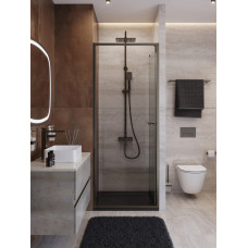 Душевая дверь Cezares LUX-B-FS-1-80-C-GM, 80х195, профиль оружейная сталь, стекло прозрачное