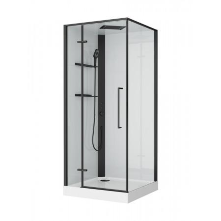 Душевая кабина BelBagno UNO-CAB-A-1-90-C-NERO-Bi-TOP-L, левосторонняя