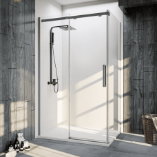 Душевой угол Veconi Rovigo RV-070GR, 1200х900х1950, брашированный графит, стекло прозрачное (комплект)