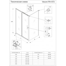 Душевой угол Veconi Rovigo RV-072B, 1100х1000х1900 черный, стекло прозрачное (комплект)