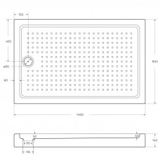 Поддон акриловый 140х90 Cezares TRAY-A-AH-140/90-15-W с сифоном