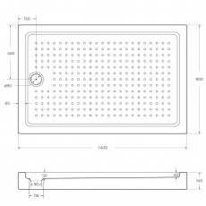 Поддон акриловый 140х90 Cezares TRAY-A-AH-140/90-15-W с сифоном