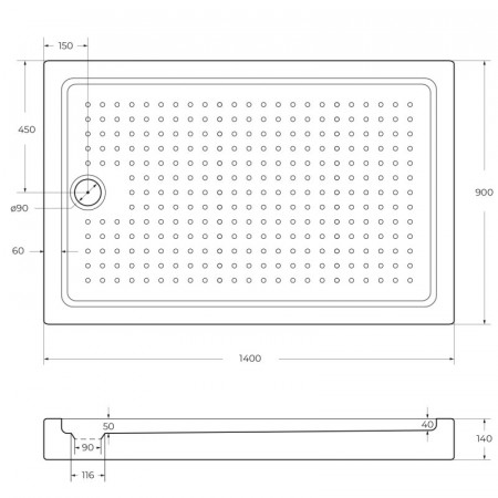 Поддон акриловый 140х90 Cezares TRAY-A-AH-140/90-15-W с сифоном Поддон акриловый 140х90 Cezares TRAY-A-AH-140/90-15-W с сифоном