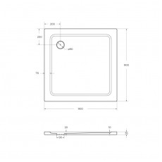 Поддон из SMC (стекловолокно) 90х90 Cezares TRAY-M-A-90-35-W без сифона