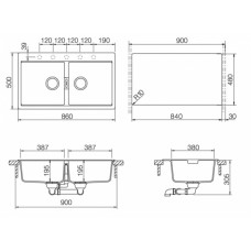 Мойка кварцевая Schock Horizont 90 (N-200) Cristadur 860х500 магнолия