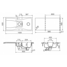 Мойка кварцевая Schock Waterfall 60D (D-150) Cristadur 1000х500 магнолия