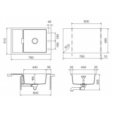 Мойка кварцевая Schock Eton 60 D Small Cristadur 780х510 аворио