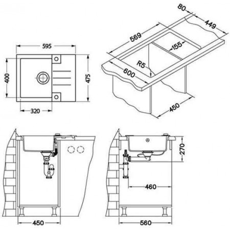Мойка кварцевая Alveus Granital Rock 30 Carbon-G91 (595 х 475) Карбон