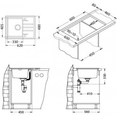 Мойка кварцевая Alveus Granital Intermezzo 30 Concrete-G81 (620 х 480) Серая