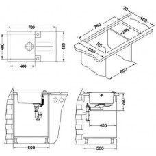Мойка кварцевая Alveus Granital Rock 130 Concrete-G81 (780 х 480) Серая
