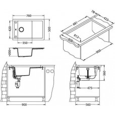 Мойка кварцевая Alveus Formic 30 Granital+ Arctic-G11M (760 х 500) Арктик