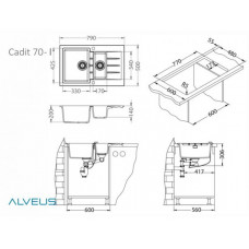 Мойка кварцевая Alveus Granital Cadit 70 Concrete-G81 (790 х 500) Серая