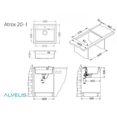 Мойка кварцевая Alveus Granital Atrox 30 Beige-G55 (590 х 500) Бежевая Мойка кварцевая Alveus Granital Atrox 30 Beige-G55 (590 х 500) Бежевая