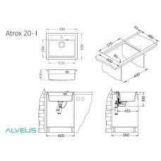 Мойка кварцевая Alveus Granital Atrox 30 Concrete-G81 (590 х 500) Серая