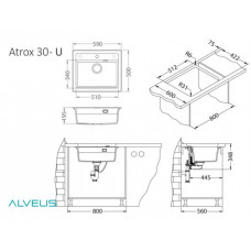 Мойка кварцевая Alveus Granital Atrox 30 Carbon-G91 (590 х 500) Карбон