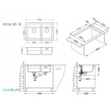 Мойка кварцевая Alveus Granital Atrox 50 Beige-G55 (790 х 500) Бежевая