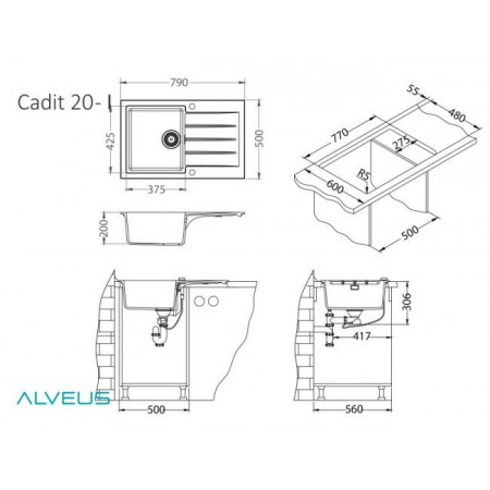 Мойка кварцевая Alveus Granital Cadit 20 Terra-G22 (790 х 500) Терра Мойка кварцевая Alveus Granital Cadit 20 Terra-G22 (790 х 500) Терра