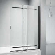 Шторка на ванну Veconi Palau PL-88B 1000x1400 черный стекло прозрачное PL88B-100-01-C9