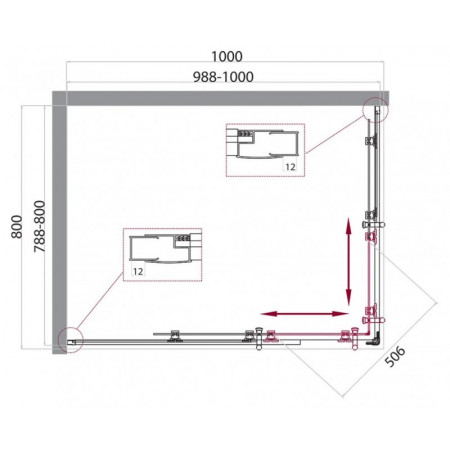 Душевой уголок BelBagno UNO-195-AH-2-100/80-C-Cr Душевой уголок BelBagno UNO-195-AH-2-100/80-C-Cr