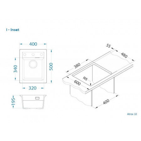 Мойка кварцевая Alveus Granital Atrox 10 Terra-G22 (470 х 500) Терра Мойка кварцевая Alveus Granital Atrox 10 Terra-G22 (470 х 500) Терра