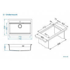 Мойка кварцевая Alveus Granital Atrox 40 Terra-G22 (790 х 500) Терра