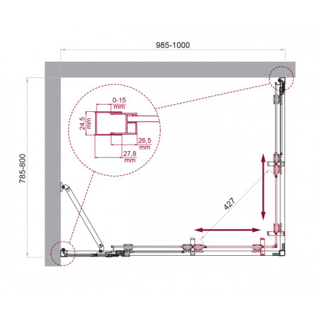 Душевой уголок BelBagno LUCE-AH-21-100/80-C-Cr Душевой уголок BelBagno LUCE-AH-21-100/80-C-Cr