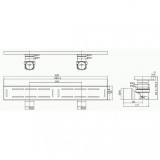 Трап сантехнический MAGdrain JC 600 Q50-B (80*600, магнитный клапан, Нерж., 2 слив. отверстия) (распродажа)