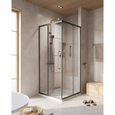 Душевой уголок Cezares RELAX-304-A-2-100-C-GM, 100х100х200, профиль оружейная сталь, прозрачное стекло