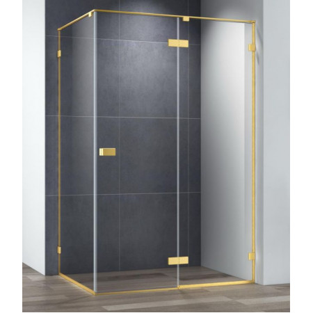 Душевой уголок Cezares BELLAGIO-AH-1-140/100-C-BORO, 140х100х197, профиль брашированное золото, прозрачное стекло