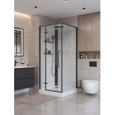 Душевая кабина BelBagno UNO-CAB-A-1-90-C-NERO-Bi-TOP-L, левосторонняя