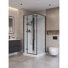 Душевая кабина BelBagno UNO-CAB-A-1-90-C-NERO-Bi-TOP-L, левосторонняя