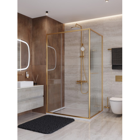 Душевой уголок Cezares LUX-AH-FS-11-120/90-C-BORO, 120х90х195, профиль брашированное золото, прозрачное стекло Душевой уголок Cezares LUX-AH-FS-11-120/90-C-BORO, 120х90х195, профиль брашированное золото, прозрачное стекло