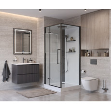 Душевая кабина BelBagno UNO-CAB-A-1-90-C-NERO-Bi-TOP-L, левосторонняя