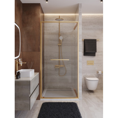 Душевая дверь Cezares LUX-B-FS-1-100-C-BORO, 100х195, профиль брашированное золото, стекло прозрачное Душевая дверь Cezares LUX-B-FS-1-100-C-BORO, 100х195, профиль брашированное золото, стекло прозрачное