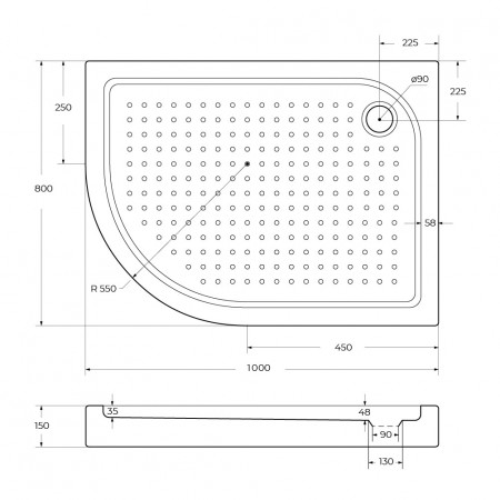 Акриловый поддон 100х80 правосторонний BelBagno TRAY-BB-RH-100/80-550-15-W-R с сифоном Акриловый поддон 100х80 правосторонний BelBagno TRAY-BB-RH-100/80-550-15-W-R с сифоном