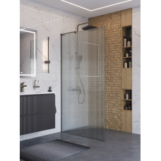 Душевая перегородка BelBagno UNO-L-1-TB-100-FL-GM профиль оружейная сталь, стекло  рифленое FLUTTO
