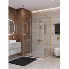 Душевой уголок Cezares LUX-AH-FS-11-120/90-C-BORO, 120х90х195, профиль брашированное золото, прозрачное стекло