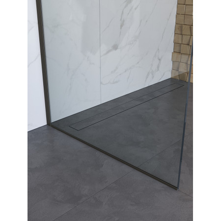 Душевая перегородка BelBagno UNO-L-1-TB-70-C-GM профиль оружейная сталь, стекло прозрачное