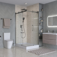 Душевой уголок 120х90см BelBagno MARINO-2-AH-2-120/90-C-GM профиль оружейная сталь, стекло прозрачное